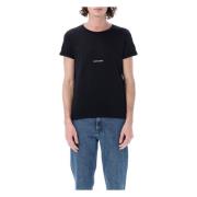 Saint Laurent Logo Print Bomull T-Shirt för Män Black, Herr