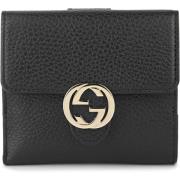 Gucci Svart läderbifoldplånbok med Gucci-logotyp Black, Dam