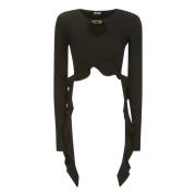Versace Jeans Couture Rouches Stickat - TOP Black, Dam
