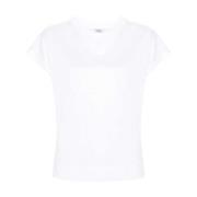 Peserico Bomullst-shirt med cap sleeves White, Dam