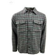 Blue de Gênes Navy Check Overshirt Stilfull Jacka Blue, Herr