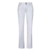 Jacob Cohën Vita Slim Fit Jeans med Naples Print White, Herr