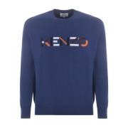 Kenzo Blå Bomullströja med Logodetalj Blue, Herr