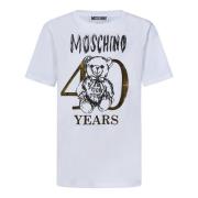 Moschino Vit Teddy Bear Print T-shirt White, Dam