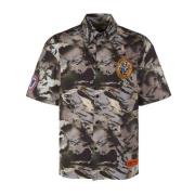 Heron Preston Camouflage Popline Skjorta Green, Herr