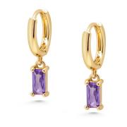 Nialaya Women's Huggie Earrings with Purple Charm Yellow, Dam