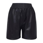 Oakwood Svarta läder shorts att glida på Black, Dam