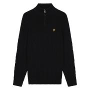 Lyle & Scott Stickad tröja med kvart dragkedja Black, Herr