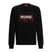 Hugo Boss Svart tröja med flamlogo Black, Herr