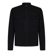 C.p. Company Svarta skjortor med spetsig krage och fickor med lock Bla...