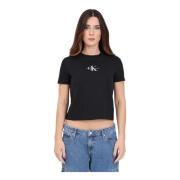 Calvin Klein Jeans Svart Dam T-shirt med Logotryck Black, Dam