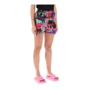 Moncler Poplin Shorts med Blommotiv Green, Dam