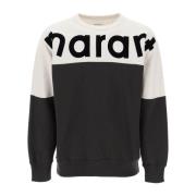 Isabel Marant Mysig Crew Neck Sweatshirt med Mèlange Insats Black, Her...