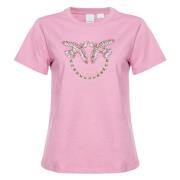 Pinko Quentin Logo Fåglar Broderad T-Shirt Pink, Dam