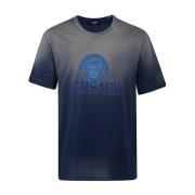 Versace Jersey Fabric Degrade Overdye T-Shirt Blue, Herr