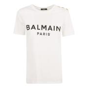 Balmain Stilfull Dam Svart och Vit T-Shirt White, Dam