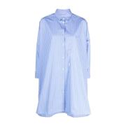 Jil Sander Ljusblå Bomullsskjorta med Knappstängning Blue, Dam