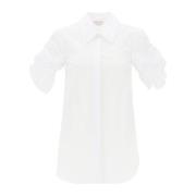Alexander McQueen Skjorta med knutna korta ärmar White, Dam