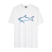 Paul & Shark Vit Tryckt T-Shirt White, Herr