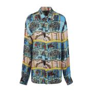Alessandro Enriquez Tryckt silkeblandad skjorta Multicolor, Dam