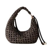 Borbonese Mini Hobo Väska X11 OP Naturale/Nero Black, Dam