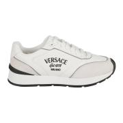 Versace Vita Läder Sneakers med Versace Broderi White, Herr