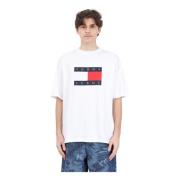 Tommy Jeans Skate Flag Tee Vit T-shirt White, Herr
