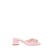 Roger Vivier Mules med Strassspänne i Lackläder Pink, Dam