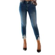 Fracomina Skinny Jeans med Push-Up Effekt och Spetsapplikationer Blue,...