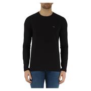 Calvin Klein Slim Fit Långärmad T-shirt i Stretchig Bomull Black, Herr
