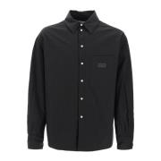 Kenzo Bomullscanvas Overshirt med Fransk Knappslå Black, Herr