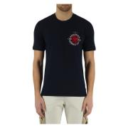 Aeronautica Militare Bomull T-shirt med Front Logo Brodyr Blue, Herr
