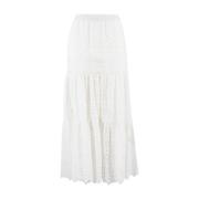 Ermanno Scervino Lång kjol i bomull med utsmyckningar White, Dam