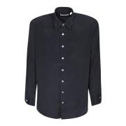 Lardini Silk Blend Skjorta med Långa ärmar Black, Herr
