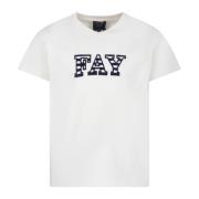 Fay Kortärmad Ivory Bomull T-Shirt Beige, Unisex