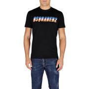 Dsquared2 Glitter Logo Svart Bomull T-Shirt Black, Herr