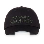 Alexander McQueen Svart militärgrön broderad hatt Black, Herr