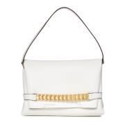Victoria Beckham Vit Läder Foldover-väska med Guld Kedjedetalj White, ...