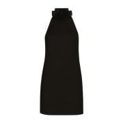 Dolce & Gabbana Ärmelös klänning med blomapplikation Black, Dam
