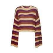 La DoubleJ Chunky Randig Crop Sweater Multicolor, Dam
