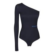 MM6 Maison Margiela Slim Fit Lycra Bodysuit med knappfästning Black, D...
