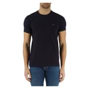 Calvin Klein Slim Fit Bomull Stretch T-Shirt med Front Logo Patch Blue...