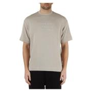 Emporio Armani T-shirt i tung bomull med broderad logga fram Gray, Her...