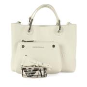 Emporio Armani Mellanstor handväska med präglad logotyp White, Dam