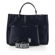 Emporio Armani Stor handväska med präglad logotyp Blue, Dam
