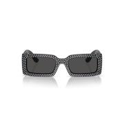 Dolce & Gabbana Geometriska Rektangulära Solglasögon i Svart Acetat Bl...