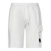 C.p. Company Lätt Fleece Bermuda Shorts i Vit White, Herr
