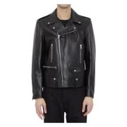 Saint Laurent Svart skinnjacka för motorcykel Black, Herr