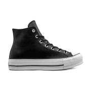 Converse Svarta läderplattform sneakers Black, Dam