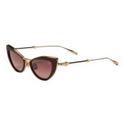 Valentino Viii Sunglasses in White Gold Crystal Bordeaux/Dark Rose Bro...
